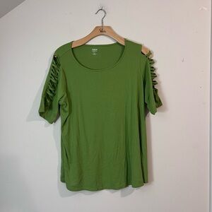 Avenue Green Short Sleeve Top with Cut-Out Details